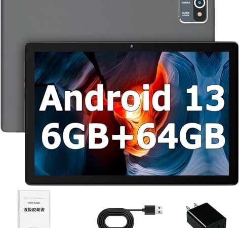 【2023容量アップデート版 Android 13】HiGrace タブレット 10インチ wi-fiモデル 6GB+64GB+1TB TF拡張、WiFi+1280*800 IPS HD 画面+Type-C充電+Bluetooth+5000mAh+デュアルカメラ+日本語取扱説明書付き+子供にも適当贈り物/子供用タブレットPC、オンライン授業 (gray)