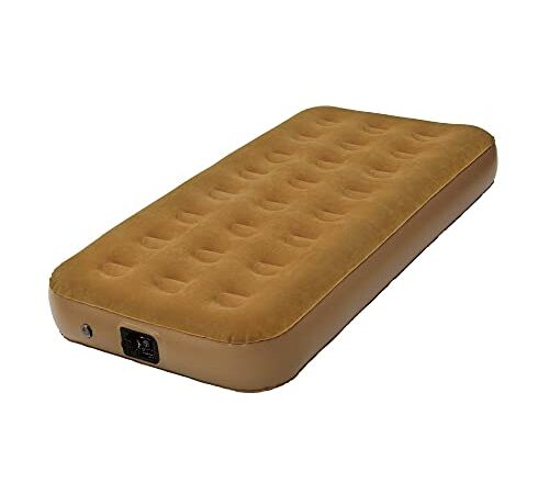[キャンパーズコレクション 山善] エアーベッド ダブル マット 厚型 約90秒で素早く設置 快適な寝心地 ベロア調 キャンプ 防災グッズ ボリュームエアベッド BAB-002 (ベージュ/グレー) 本体サイズ:幅190×奥行97×高さ25cm