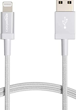 Amazonベーシック ライトニングケーブル ナイロン iPhone充電 Apple MFi認証 iPhone 13/13 Pro/12/SE(第2世代)/iPad 各種対応(シルバー 0.9m)
