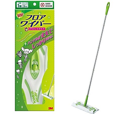 【Amazon.co.jp限定】 3M フローリングワイパー 本体 ジョイント 床 拭き 掃除 ドライシート 3枚付 スコッチブライト