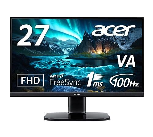 日本エイサー 【Amazon.co.jp限定】Acer モニター 27インチ フルHD VA 非光沢100Hz 1ms HDMI ミニD-Sub15 VESAマウント対応 スピーカー内蔵 AMD FreeSync KA272Hbmix