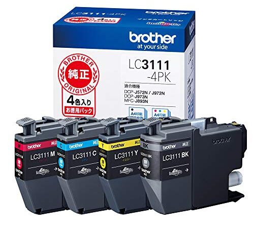 ブラザー工業 【brother純正】インクカートリッジ4色パック LC3111-4PK 対応型番:DCP-J987N、DCP-J982N、DCP-J587N、DCP-J582N、MFC-J738DN 他 黒、シアン、マゼンタ、イエロー