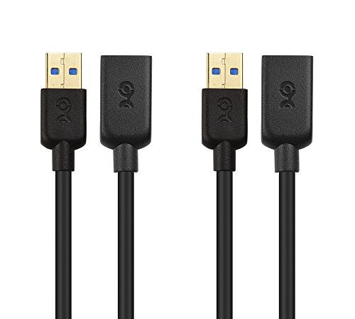 Cable Matters USB 延長ケーブル USB3.0 延長ケーブル 1.8m 2本セット USB延長ケーブル Type A オス メス 延長コード 超高速 USB 延長 ブラック Oculus Rift HTC Vive Playstation VR Headsetに対応