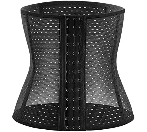 [Gokamoi] コルセット ウエストニッパー コルセット ダイエット レディース【お腹引き締め・補正下着・美しい姿勢】産後 腰サポート くびれ メッシュ 通気性 伸縮性(ブラック, Ｓ)