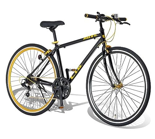 リグ(LIG) LIG MOVE クロスバイク 自転車 700C 7段変速 アルミフレーム カラータイヤ カラーリム フロントクイックリリース ブラック 19246