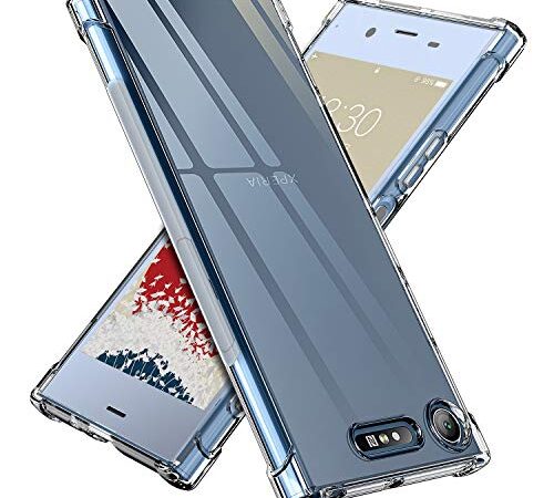 ONES Xperia XZ1 ケース HD全透明 米軍MIL規格 超耐衝撃 『 360°エアバッグ、滑り止めマットバンパー 』〔 画面 · レンズ保護、ストラップホール 〕薄型 超軽量 衝撃吸収 HQ·TPU クリア SONY カバー