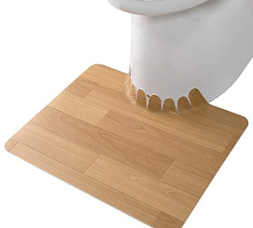 Sanko サンコー ずれない トイレマット 拭ける 床汚れ防止 ショート ベージュ ウッド 55×43cm おくだけ吸着 日本製 KV-15