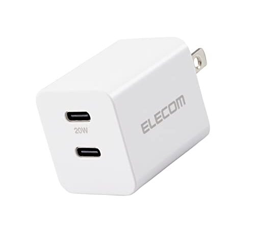 エレコム 充電器 Type-C 2ポート USB PD対応 20W 2台同時充電 折りたたみ式プラグ 小型 【iPhone 14/13/12/11/SE3/SE2,Galaxy,Pixel,Xperia,OPPO 等対応】 ホワイト MPA-ACCP35WH