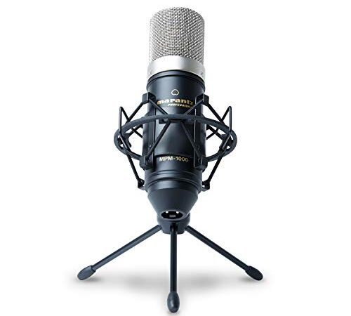 マランツプロ コンデンサーマイク、ゲーミング、配信、録音、単一指向性、ショックマウント、ウインドスクリーン、マイクスタンド、XLRケーブル付属 48Vファンタム電源 MPM-1000