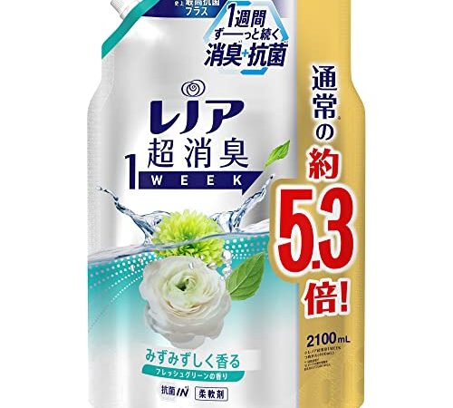 [大容量] レノア 液体 超消臭1WEEK 柔軟剤 フレッシュグリーン 詰め替え 2,100mL