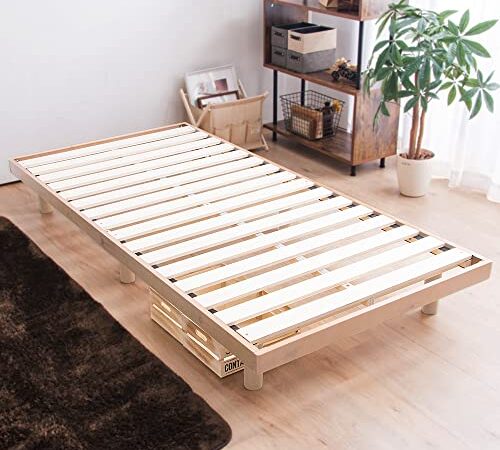 アイリスプラザ ベッド ベッドフレーム シングル 2段階 高さ調整 耐荷重約200kg 天然木 すのこベッド ホワイト 幅約98×長さ約200cm×高さ約6.5~23.5㎝