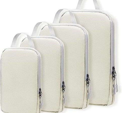 【2023年最新型】旅行用圧縮袋 トラベルポーチ 便利圧縮バッグ 4点セット 可変スペース 圧縮で衣類スペース約60％節約 撥水加工 衣類仕分け 温泉 出張 海外 修学旅行 ポーチ 丸洗い可能タイプ（ベージュ）