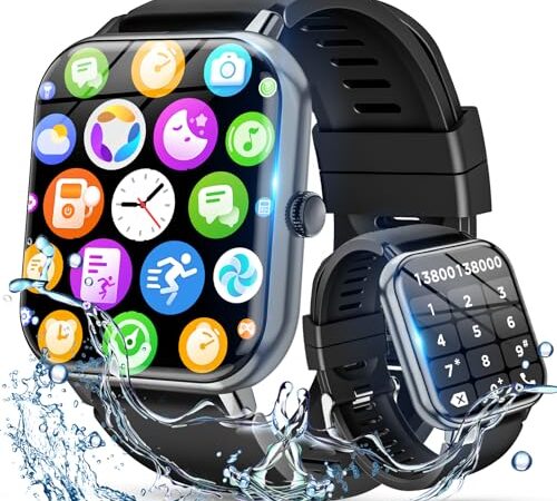 【2023新登場】スマートウォッチ 超薄型 Bluetooth5.3通話機能付き 1.83インチ大画面 活動量計 IP68防塵防水 100種運動モード SmartWatch スポーツウォッチ 歩数計 腕時計 目覚まし時計 文字盤自由設定 天気予報 音楽制御 遠隔カメラ 230mAh大容量バッテリー SMS/Twitter/Line/メッセージ通知 Android/iPhone対応 (ブラック)