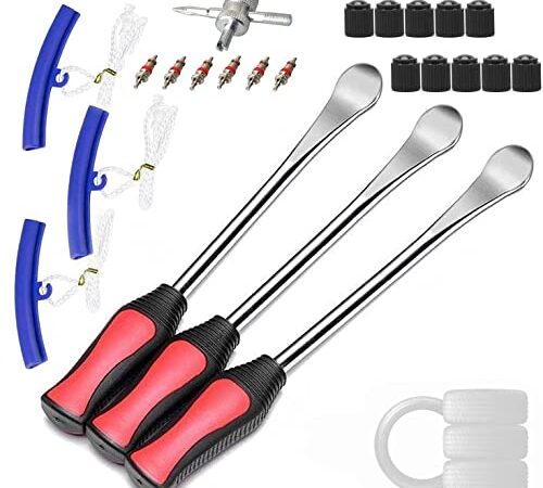 タイヤレバー 23点セット バイク 自転車 タイヤ ホイール 交換 脱着 専用工具 ステンレス製 収納袋付き 車修理ツールキット