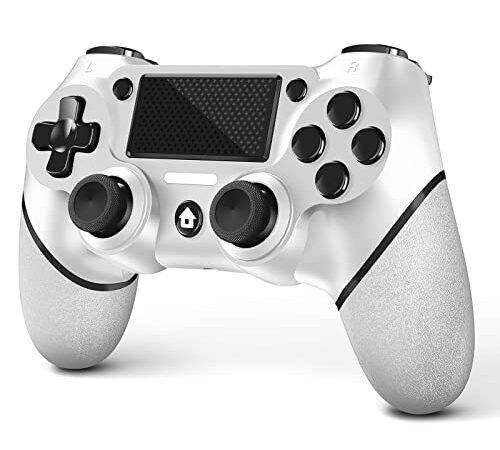 【AceGamer】PS4 コントローラー 無線 ワイヤレス4 コントローラー 高耐久ボタン 800mAh大容量バッテリー ゲームパッド Turbo連射機能 6核振動機能 ピンホールリセット機能 ワイヤレス4コントローラー 遅延なし イヤホンジャック付きPS4/PS4 Pro/Slim/PC対応 日本語取扱説明書付き (ブラックホワイト)
