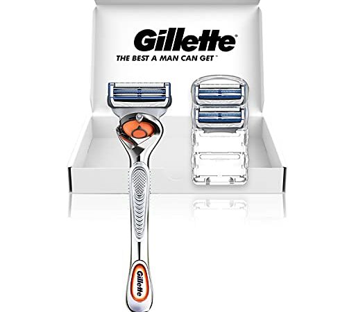 【Amazon.co.jp限定】 ジレット スキンガード マニュアル 髭剃り カミソリ 男性 本体+替刃3個付 シルバー 1個 (x 1)