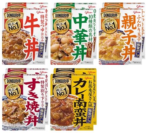 【Amazon.co.jp限定】グリコ DONBURI亭 詰め合わせ 5種10食セット(牛丼/中華丼/親子丼/すき焼き丼/カレー南蛮丼 各2食)【食べ比べ/常温保存/非常食/備蓄/ローリングストック/どんぶりのもと/レトルト】