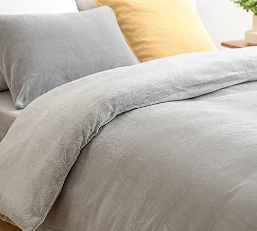 【Amazon.co.jp 限定】クモリ(Kumori) 掛け布団カバー あったか マイクロファイバー 冬用 なめらか 毛布タッチ 静電気防止 防寒対策 単品売り 掛けふとんカバー 洗える(シングル・150X210cm グレー)