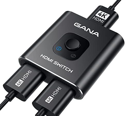 HDMI切替器 4k@60hz HDMI分配器、GANA双方向 hdmiセレクター 1入力2出力/2入力1出力 手動 HDMI 切り替え器 Xbox PS5/4/3 DVDプレーヤーFire Stick適用