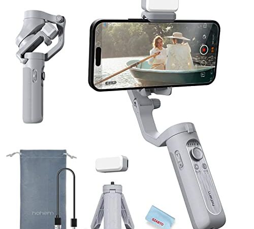 hohem XE Kit 3軸スマホ用ジンバル折りたたみ式スタビライザー片手持ち軽量ジンバルiPhone＆Android対応 フィルライト付き 手ブレ防止 Vlog YouTuber Live Stream