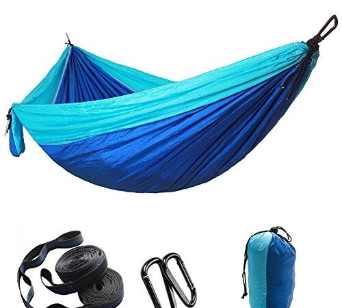 Quarice ハンモック 【2022最新型 超広い 300×200cm】 便利軽量 丈夫 アウトドア キャンプ ズック チェア ベッド マルチカラー ストライプ ピクニック ハンギング 室内