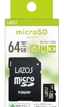 マイクロSD 64GB MicroSD スマホ ドラレコ メモリーカード リーダーメディアテクノ ラソス Lazos MicroSDXCカード 64GB class10 L-B64MSD10-U3