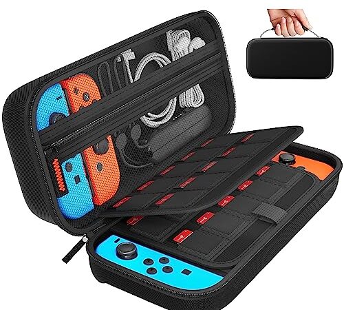 【Switch/Switch有機elモデル対応】Switch/Switch oled ケース スイッチ ケース 保護カバー 収納バッグ 防塵 防汚 耐衝撃 ナイロン素材 全面保護型 消臭 大容量 ゲームカード20枚 旅行用 キャリングセット 小物収納可 持ち運び便利