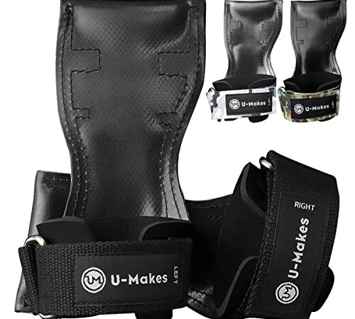 【ボディビルチャンピオン推奨】 U-Makes パワーグリップ【極み】 筋トレ 握力補助 日本ブランド 幅広厚手クッション 滑り止め 収納袋付き 左右セット デッドリフト 懸垂