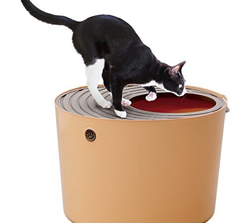 アイリスオーヤマ 猫 トイレ 本体 上から猫トイレ (飛び散らない) オレンジ レギュラーサイズ