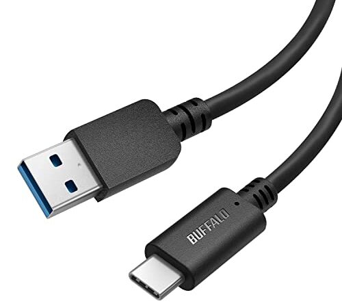 バッファロー USB Type C ケーブル USB-C & USB-A 1.0m 【 USB 3.2 (Gen1) 規格対応 】 充電 データ転送 iPhone 15 / 15 Pro スマホ タブレット ブラック BU3AC10BK/N