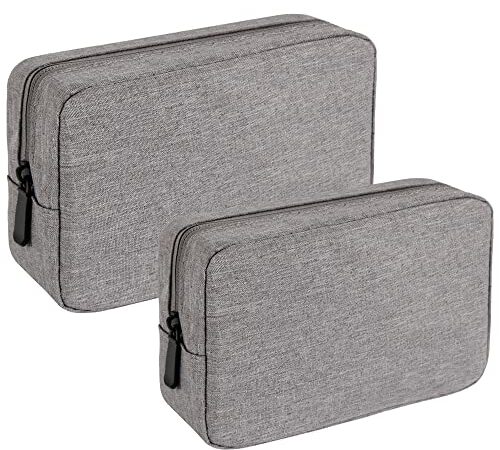 YINKE ガジェットポーチ メンズポーチ 小物入れ トラベルポーチ PC周辺 小物入れ収納ポーチ 大容量 多機能 収納 化粧 旅行 出張 ケーブル 収納 コード 2サイズセット (グレー)