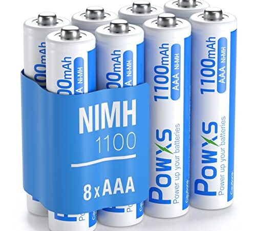 POWXS 単4電池 充電式 単四充電池 高容量 ニッケル水素電池 1100mAh 約1200回使用可能 ８本入り 液漏れ防止 充電池 単4 単4充電池