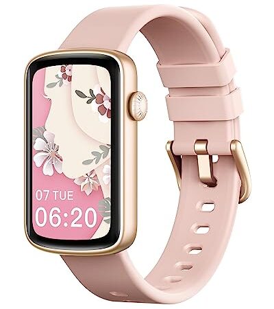 SHANG WING スマートウォッチ レディース リストバンド 型 腕時計 iPhone/Android対応 Smart Watch 着信通知 睡眠測定 女子生理サイクル記録 多種類運動モード 天気予報 IP68防水 文字盤自由設定 誕生日 クリストマス 新年 ギフト 日本語説明書付き Lynn2 (ピンク)